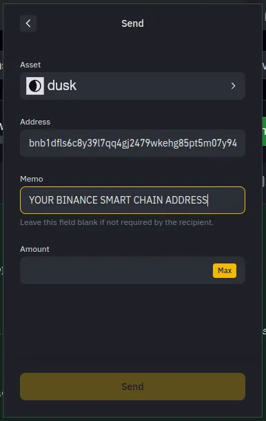BNB Chain wallet transfer.